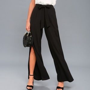 Lulu's Going Places Black Flyway Wide-Leg Pants